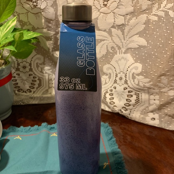 Glass Bottle Insulated Multicolor Purple Print Style Water Bottle 33oz-975ml - Picture 1 of 6